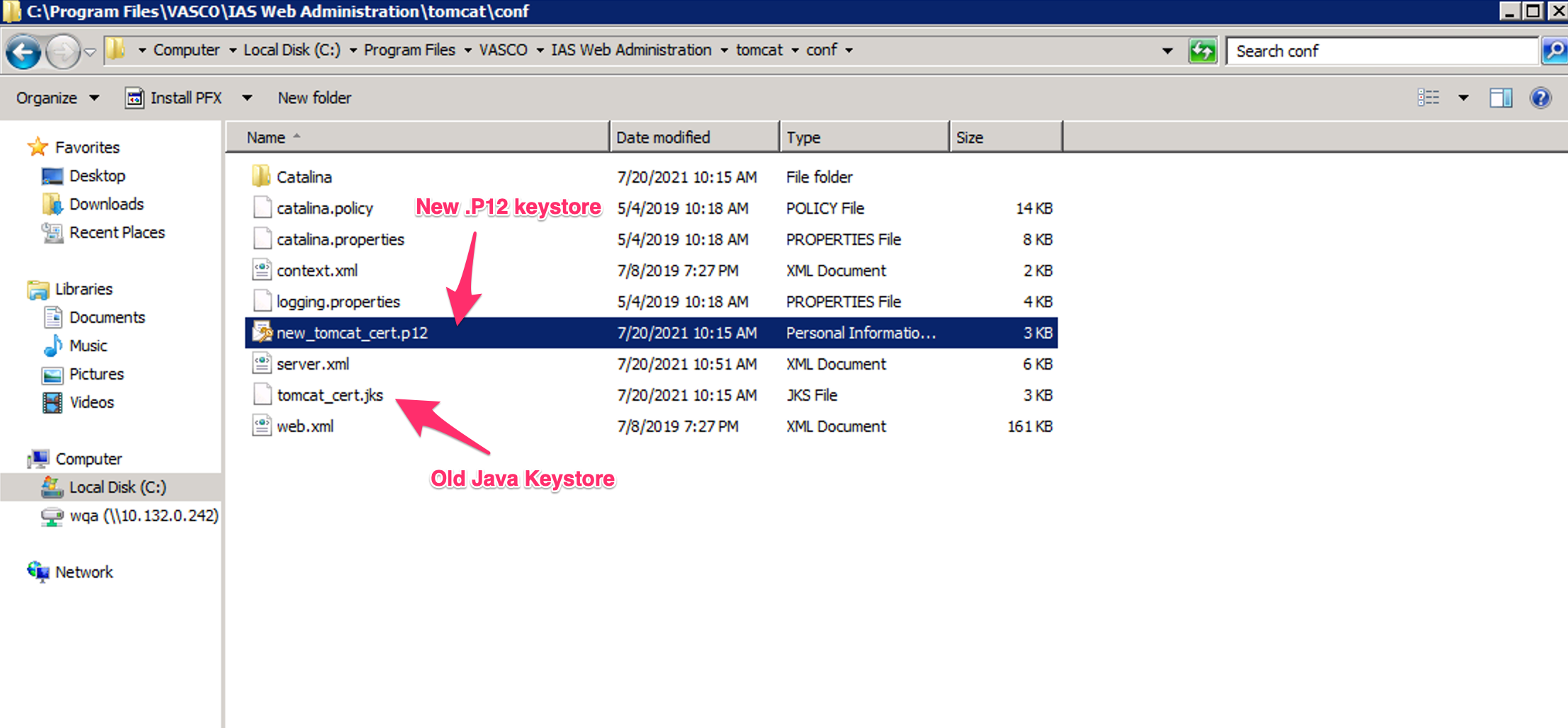 New .P12 Keystore & Old Java Keystore
